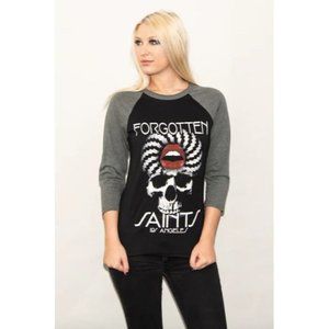 Forgotten Saints Womens S Black 3/4 Sleeves "Psych